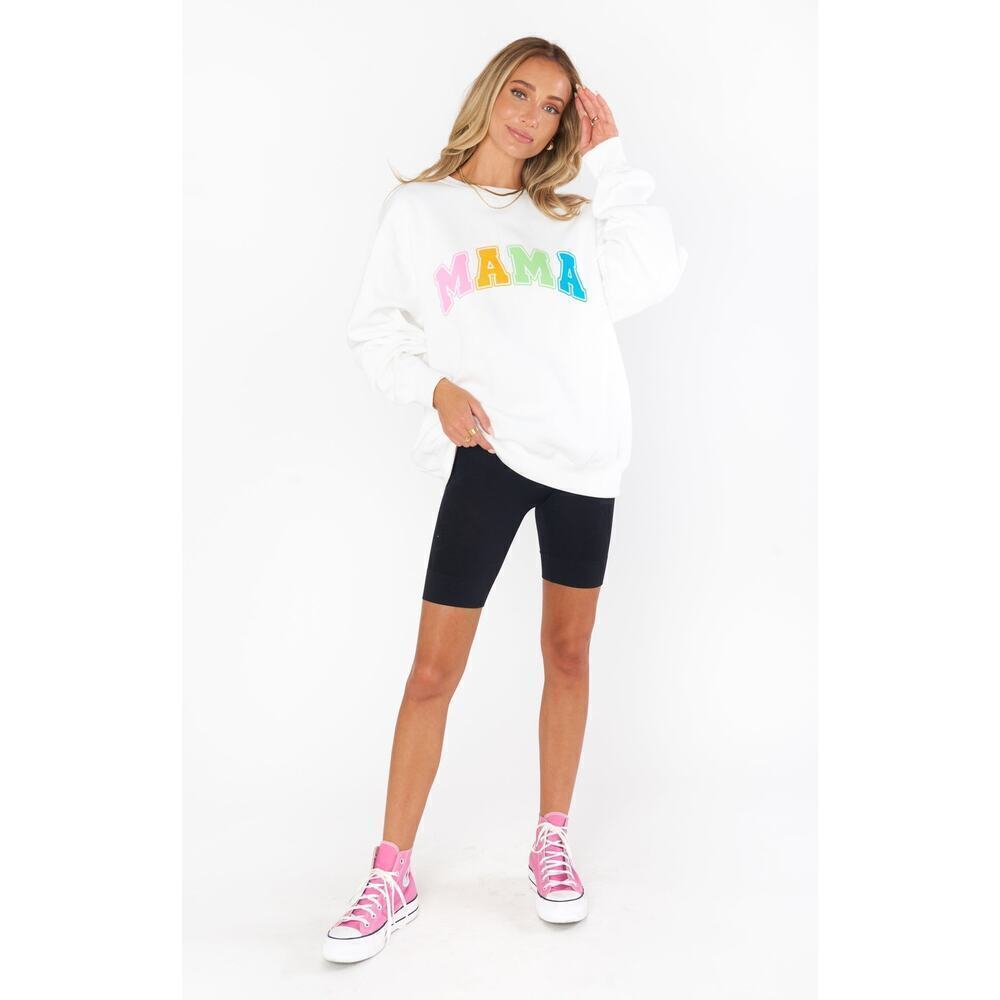 Show Me Your Mumu Stanley Oversized Crewneck Sweatshirt Rainbow MAMA Size Small